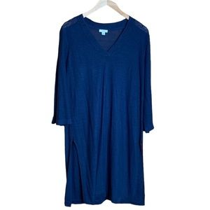 J Jill 100% linen tunic top long split side lightweight size medium